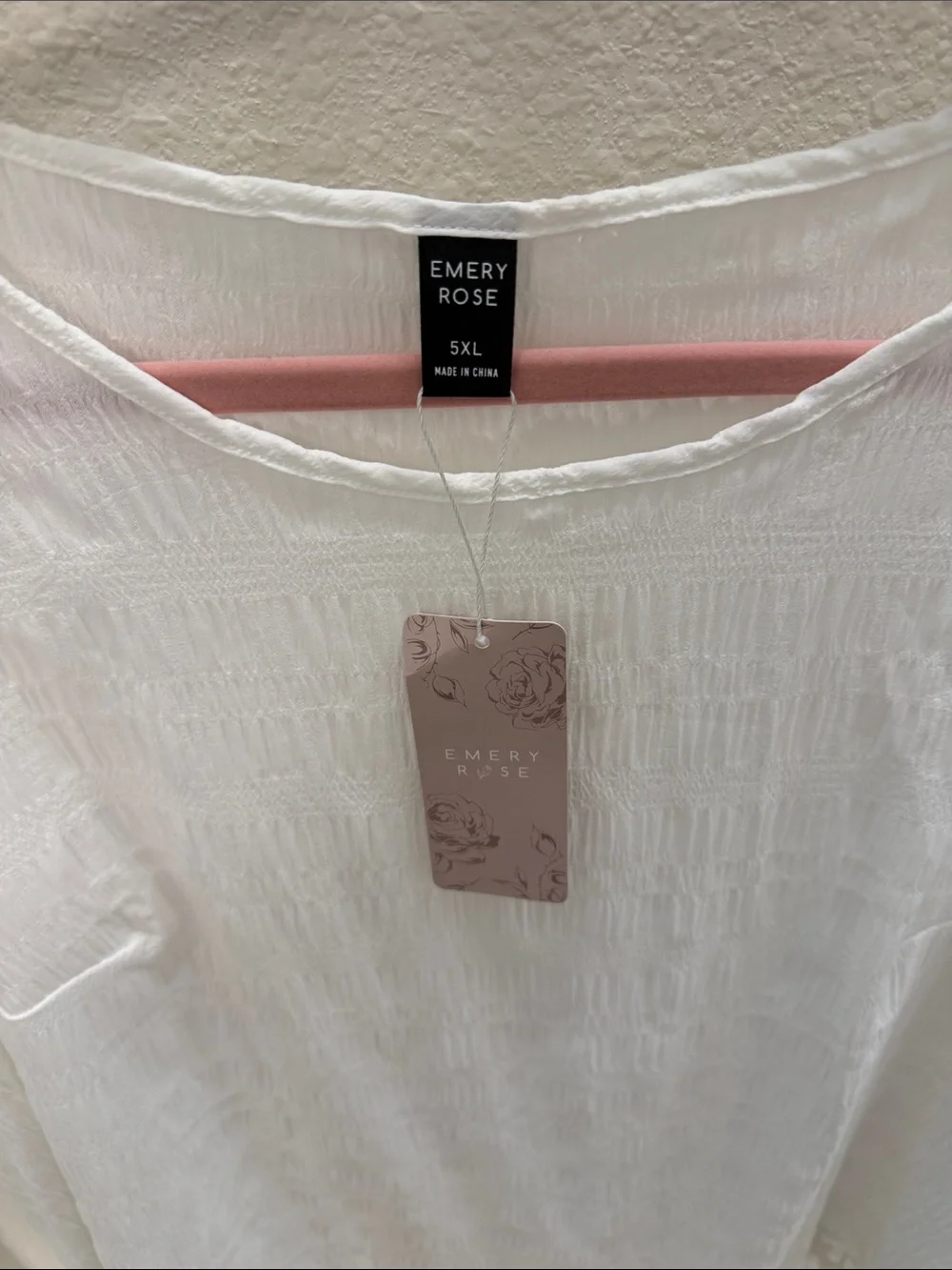 Relaxed White Textured Ruffle-Hem Blouse